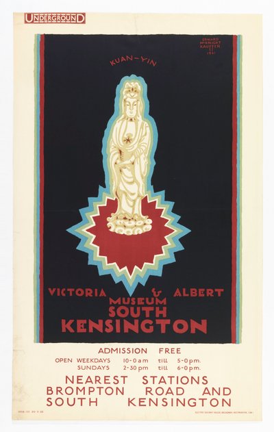 Plakát, Victoria and Albert Museum, a londoni metróhoz, 1921 alkotó: Edward McKnight Kauffer