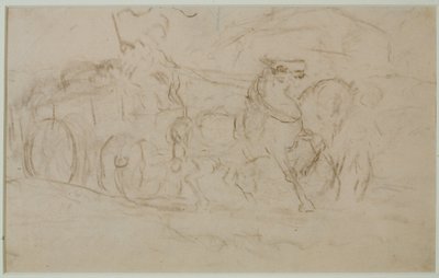 Ló és szekér (#9), c. 1880-as évek (grafit papíron) alkotó: Edward Mitchell Bannister