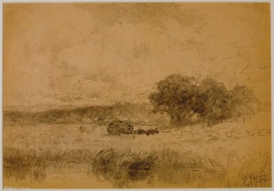 Táj, erdő (#13) c. 1880 (grafit papíron) alkotó: Edward Mitchell Bannister
