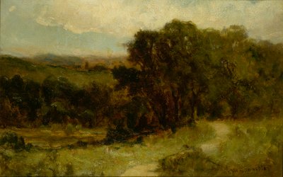 Cím nélkül (tájkép patak melletti úttal és fákkal) alkotó: Edward Mitchell Bannister