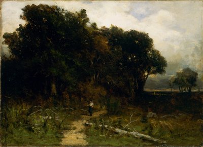 Cím nélkül (tájkép, favágó az ösvényen) alkotó: Edward Mitchell Bannister