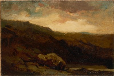 Cím nélkül (hegyvidéki táj sziklával és patakkal az előtérben) alkotó: Edward Mitchell Bannister