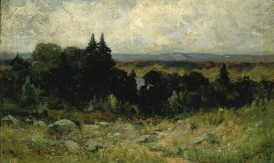 Cím nélküli táj, mezők sziklákkal és fákkal, 1893. alkotó: Edward Mitchell Bannister