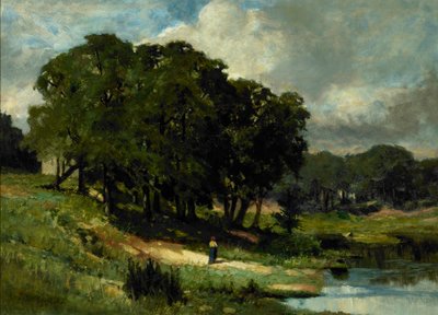 Nő egy tó közelében állt alkotó: Edward Mitchell Bannister
