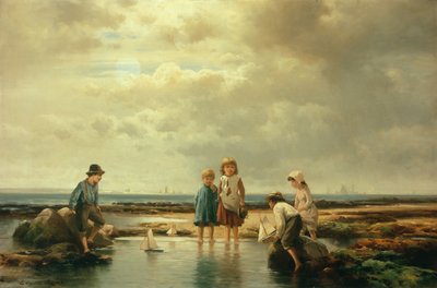 Little Sailors, Rockaway Beach (olaj, vászon) alkotó: Edward Moran