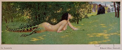 Lucertola (félig nőstény, félig zöld gyík), 1908 alkotó: Edward Okun
