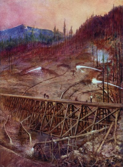 Vasúti emelvény feltöltés hidraulikus zsilippel (színes litó) alkotó: Edward Parick Kinsella