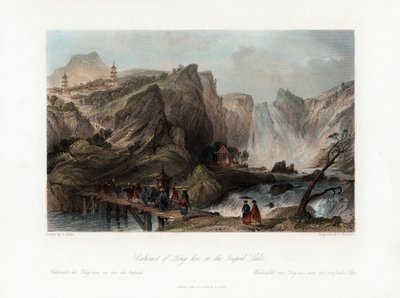 Ting-hoo szürkehályog, a háromlábú tónál, Kína, 1840. alkotó: Edward Paxman Brandard