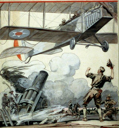 Repülőgép, tüzérségi fegyver és katonák alkotó: Edward Penfield