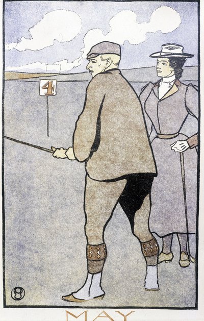 Golfozó pár – Edward Penfield „Golfnaptárában”. alkotó: Edward Penfield