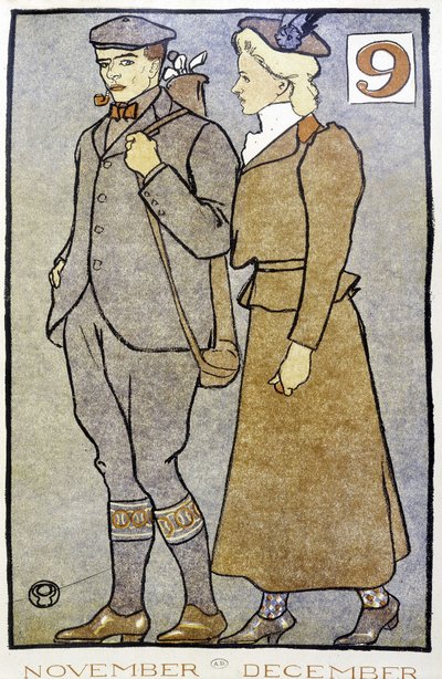 Golf Couple – Edward Penfield „Golfnaptárában”. alkotó: Edward Penfield