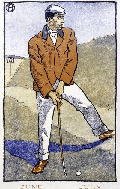 Golfjátékos – Edward Penfield „Golfnaptárában”. alkotó: Edward Penfield