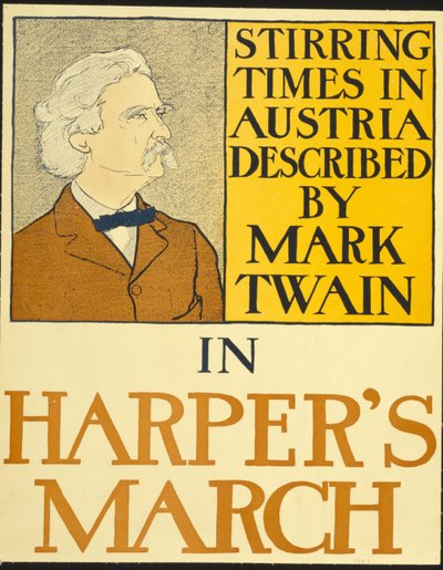 Mark Twain a Harper 1898. márciusi számában (litográfia) alkotó: Edward Penfield