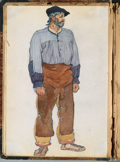 Spanyol vázlat, 1911 körül (wc és grafit, a scrapbookba szerelt papíron) alkotó: Edward Penfield