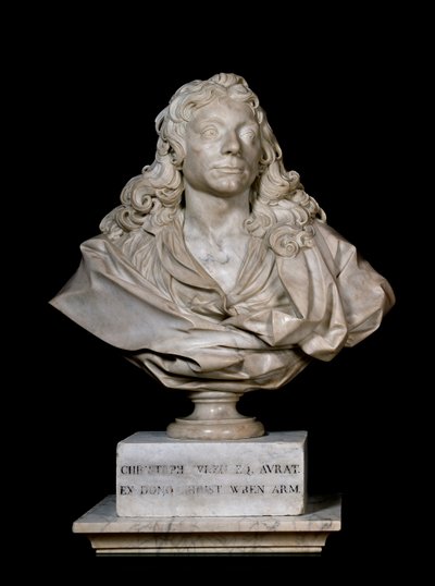 Sir Christopher Wren portré mellszobra, 17. század (márvány) alkotó: Edward Pierce