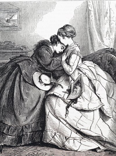 Egy idősebb nővér vigasztalja fiatal nővérét alkotó: Edward Robert Hughes