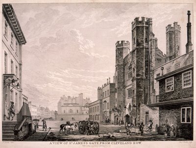 A Szent Jakab-kapu a Szent Jakab-palotához vezet, London, 1766 alkotó: Edward Rooker