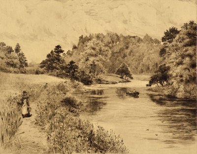 The Wear: The Wear Near Durham, 1880 körül (rézkarc) alkotó: Edward Slocombe