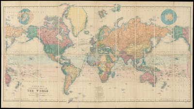 A Stanford könyvtár világtérképe Mercator vetületén alkotó: Edward Stanford