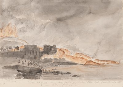 A Vezúv kitörése, 1794 (ceruza és WC papíron) alkotó: Edward Swinburne
