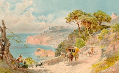 Coast Road Soller közelében, Mallorca (színes litho) alkotó: Edward Theodore Compton