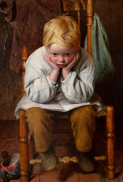 Learning by Heart (olaj, tábla) alkotó: Edward Thompson Davis