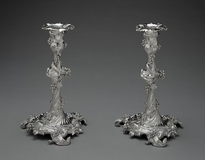 Gyertyatartó pár, 1755-56 körül (ezüst) alkotó: Edward Wakelin