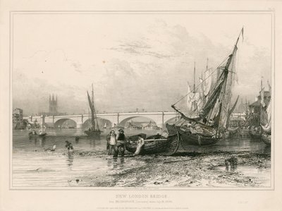 New London Bridge, a Billingsgate felől (alacsony vízállásnál) rajzolva 1832. július 31. alkotó: Edward William Cooke