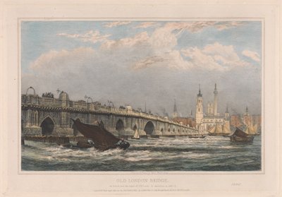 A régi London Bridge az 1700-as javítás után, 1831/1832-ig alkotó: Edward William Cooke