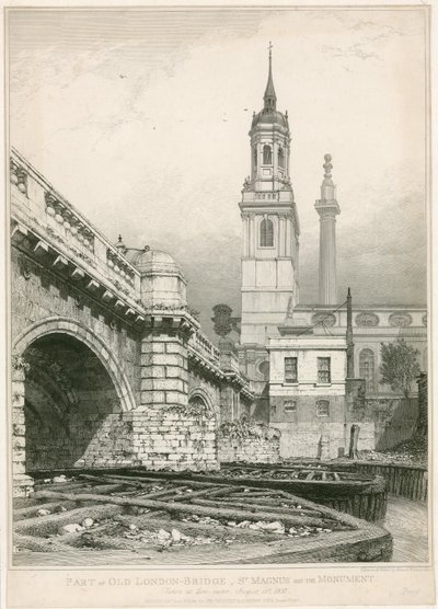 Az Old London Bridge, a St Magnus és az emlékmű része alkotó: Edward William Cooke
