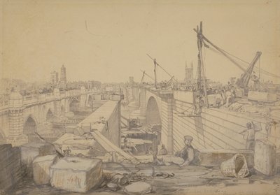 A London Bridge építése, 1830 alkotó: Edward William Cooke