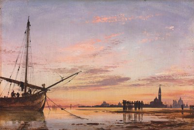 Kilátás a lagúnára, Velence, naplemente, 1850 alkotó: Edward William Cooke