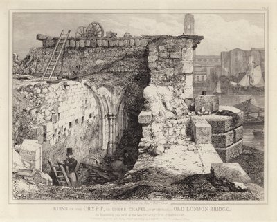 A Szent Tamás-kápolna romjai az Old London Bridge-en alkotó: Edward William Godwin