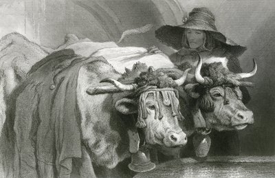 Ökrök a tanknál, Genf (metszet) alkotó: Edwin (after) Landseer