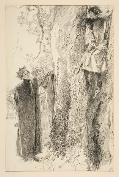 Biron és a király, a IV. felvonás iii. jelenetéből, Szerelem alkotó: Edwin Austin Abbey