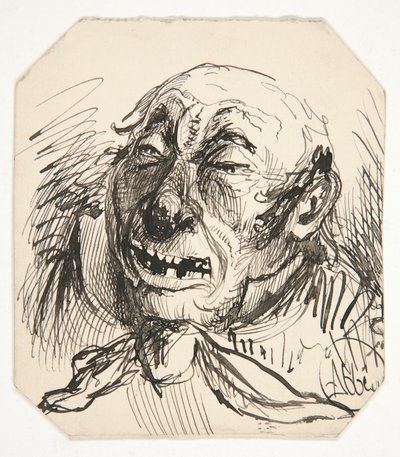 Egy kopaszodó férfi karikatúrája alkotó: Edwin Austin Abbey