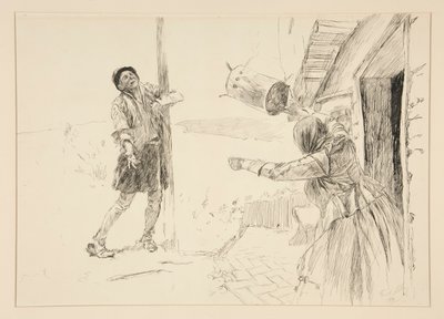 Christopher Sly, illusztráció a Bevezetéshez, ii. jelenet, A cickány megszelídítése alkotó: Edwin Austin Abbey
