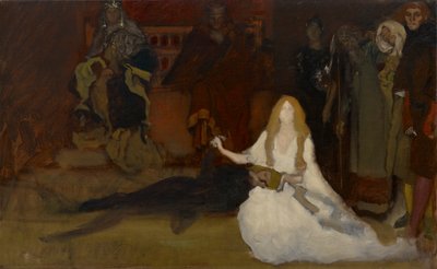 Kompozíciós tanulmány a Hamlet színjátékához, III. felvonás, II. jelenet alkotó: Edwin Austin Abbey