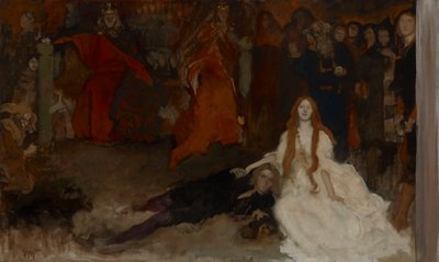 Kompozíciós tanulmány a Hamlet színjátékához, III. felvonás, II. jelenet alkotó: Edwin Austin Abbey
