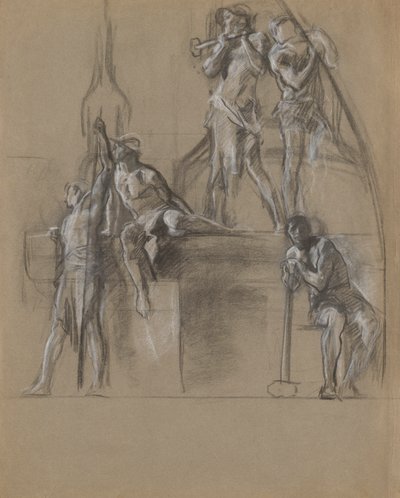 Kompozíciós tanulmány a bányászok alakjaihoz a alkotó: Edwin Austin Abbey