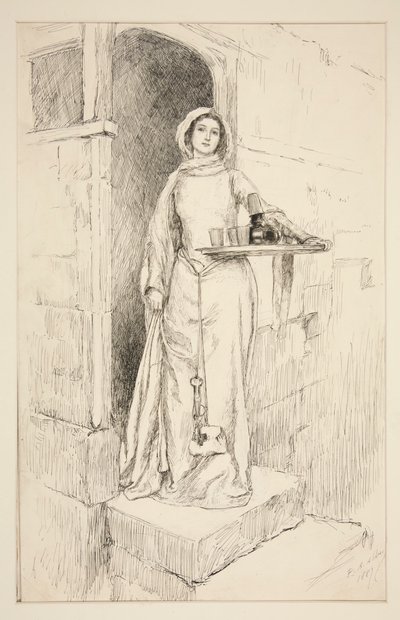 Lépjen be Mistress Anne Page borral – I. felvonás, I. jelenet, Windsori boldog feleségek alkotó: Edwin Austin Abbey