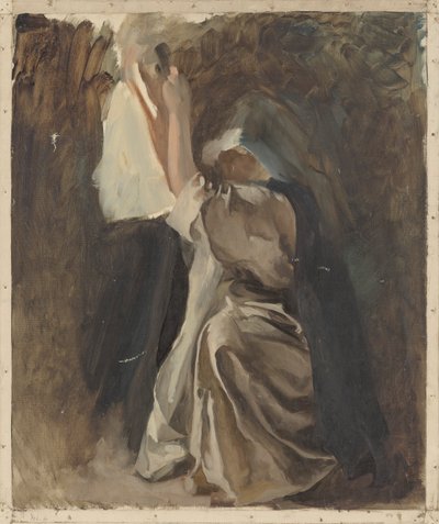 Ábratanulmány egy apácáról, Galahad csecsemőkorához, A Szent Grál keresése és elérése, Könyvkiadó szoba, Bostoni Nyilvános Könyvtár alkotó: Edwin Austin Abbey