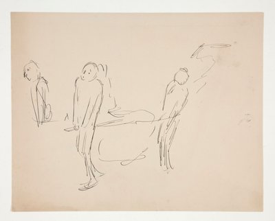 Ábratanulmány – két férfi hordágyat cipel alkotó: Edwin Austin Abbey
