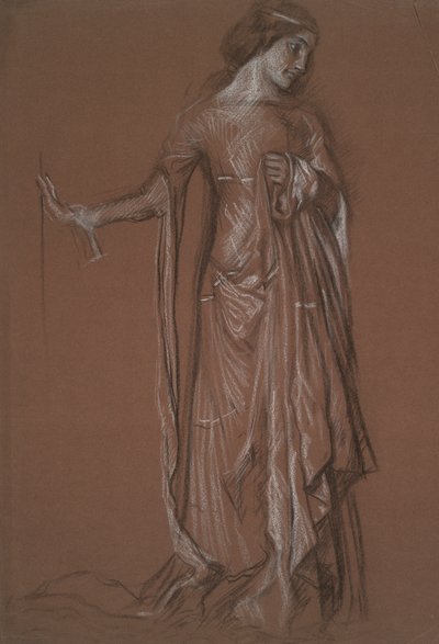 ábra tanulmány. Faszén és kréta piros papíron. alkotó: Edwin Austin Abbey