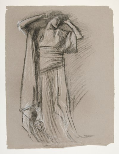 Ábratanulmány a Leányok kastélyához(?), A Szent Grál küldetéséből (15 festményből álló sorozat a Boston Public Library számára, 1901-ben elkészült) alkotó: Edwin Austin Abbey