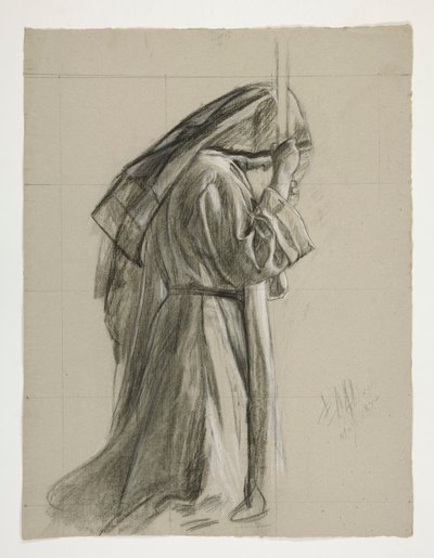 Ábratanulmány Sir Galahad lovaggá ütéséhez, A Szent Grál küldetéséből (15 festménysorozat a Boston Public Library számára, 1901-ben fejeződött be) alkotó: Edwin Austin Abbey