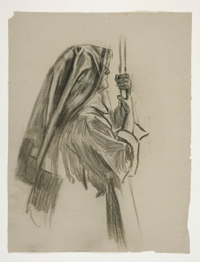 Ábratanulmány Sir Galahad lovaggá ütéséhez, A Szent Grál küldetéséből (15 festményből álló sorozat a bostoni közkönyvtár számára, 1901-ben fejeződött be) alkotó: Edwin Austin Abbey