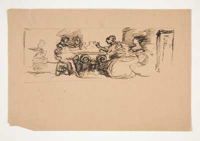 Ábrák egy asztalnál - azonosítatlan illusztráció alkotó: Edwin Austin Abbey