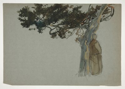 Egy fa alatt álló alakok – (azonosítatlan illusztráció) alkotó: Edwin Austin Abbey