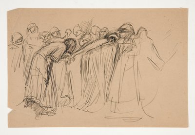Galahad and the Captive Virtues, A Szent Grál küldetése című tanulmány (tizenöt festménysorozat a Boston Public Library számára, 1901-ben fejeződött be) alkotó: Edwin Austin Abbey